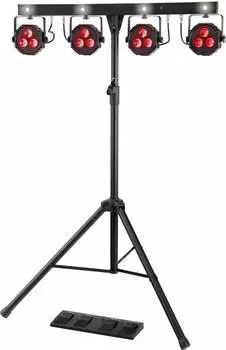 Showlite LB-4390 LED-Komplettanlage RGB mit Strobe, Funk-Fußsteuerung & Stativ (00040782)