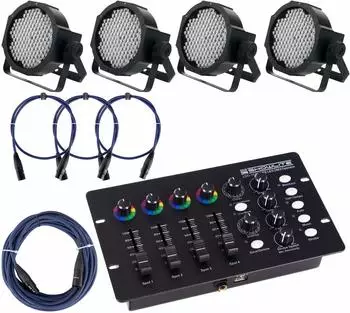 Showlite FLP-144W 4x RGBW LED-Scheinwerfer Set mit DMX Controller (00041688)