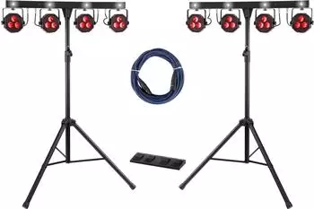 Showlite LB-4390 LED-Komplettanlage RGB Tri-LED & Strobe mit Funk-Fußsteuerung (00106215)