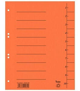 BENE Trennblätter 1-10 orange 100 Stück (97300OR)