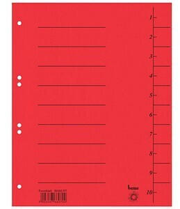 BENE Trennblätter 1-10 rot 50 Stück (98300RT)