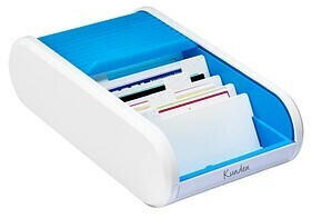 Helit Visitenkartenbox weiß/hellblau für bis zu 300 Visitenkarten (H6218030)