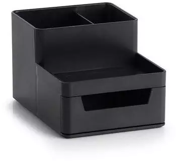 Zeller Schreibtisch-Organizer Utensilien schwarz Kunststoff 4 F&auml;cher 15,3x11,2x9,3cm (18191)