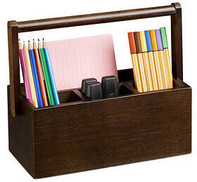 Relaxdays Schreibtisch-Organizer braun Bambus 4 Fächer 25x11,5x20cm (10023249_0)