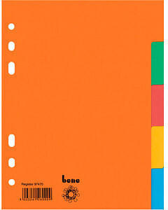 BENE Ordnerregister Vollformat blanko farbig 5-teilig (97470)