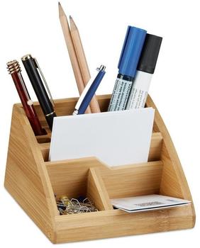 Relaxdays Schreibtisch-Organizer braun Bambus 5 Fächer 12,7x15,5x8,7cm (10022187_0)