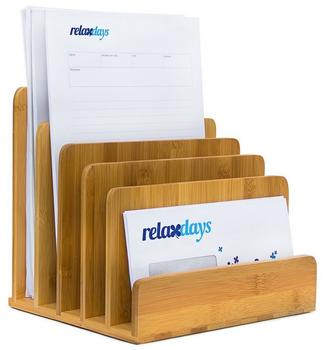 Relaxdays Briefständer Bambus braun 5 Fächer (10019131)