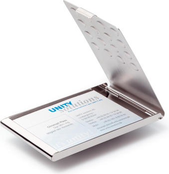 DURABLE Visitenkarten-Box Business Card Box für 15 Karten metallic silber (244023)