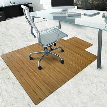 Floordirekt Bodenschutzmatte Bambus für Hartböden & Teppich Filzunterfütterung Hell 90x120 cm Mit Lippe