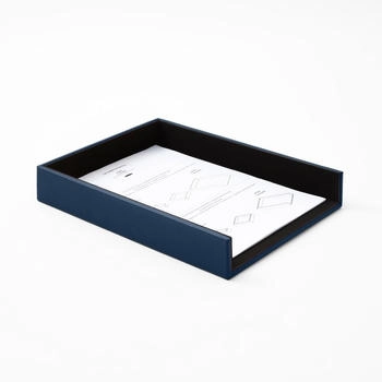 Eglooh Briefablage Büro A4 Echtes Leder 32 x 24.2 x H.5cm Blau