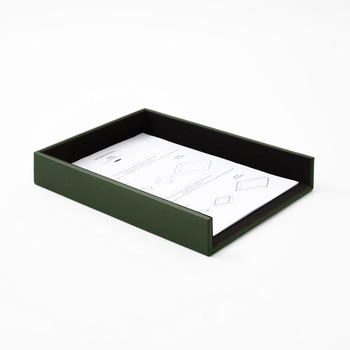 Eglooh Briefablage Büro A4 Echtes Leder 32 x 24.2 x H.5cm Grün