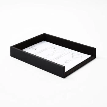 Eglooh Briefablage Büro A4 Echtes Leder 32 x 24.2 x H.5cm Schwarz
