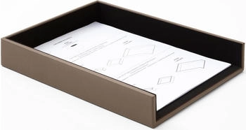 Eglooh Briefablage Büro A4 Echtes Leder 32 x 24.2 x H.5cm Taupe Grau