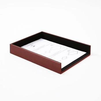 Eglooh Briefablage Büro A4 Leder 32 x 24.2 x H.5cm Bordeaux Rot