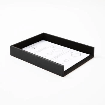 Eglooh Briefablage Büro A4 Leder 32 x 24.2 x H.5cm Schwarz