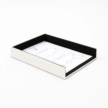 Eglooh Briefablage Büro A4 Leder 32 x 24.2 x H.5cm Weiß