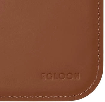 Eglooh Schreibtischunterlage Leder 50x35 cm - Runde Ecken Braun Orange