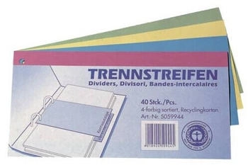 Q-CONNECT Trennstreifen farbig sortiert, Recyclingkarton, 24x10,5cm, 40 Stück (5059944)