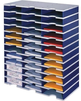 styro Styrodoc Trio Sortierstation, 12 Etagen, 3-reihig, 36 Fächer, blau/grau (268-0312.38)