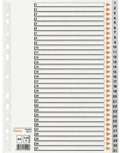 BENE Ordnerregister 1-31 Kunststoff A4 grau (93231)