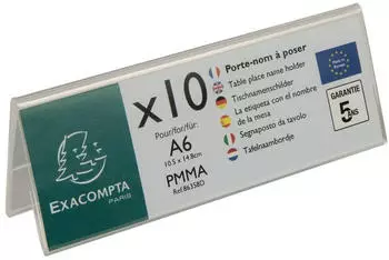 Exacompta Tisch-Namensschilder Querformat PMMA 150x55mm, 10er Pack (86358D)