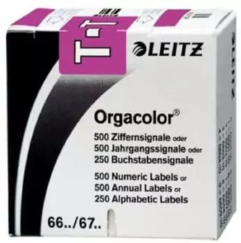 Leitz Orgacolor Buchstabensignal "T" selbstklebend violett, 250 St&uuml;ck (6629-10-00)