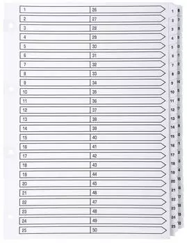 Exacompta MWD1-50Z Registerkarten A4 160g/m&sup2; FSC, 50 numerische Tabs, laminiert (MWD1-50Z)
