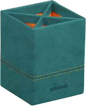 Rhodia Rhodiarama Stiftek&ouml;cher Kunstleder Pfaugr&uuml;n 8x8x11cm (194532C)