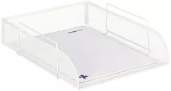 Relaxdays Dokumentenablage stapelbar 3er-Set, A4, Gitterdesign, Metall, 25x34cm, Wei&szlig;