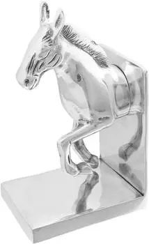 vidaXL Buchst&uuml;tzen Pferd Silber Aluminium 11x14x25cm, 2 Stk. (42000127)