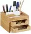 Relaxdays Schreibtisch-Organizer Set Zettelbox 900 Zettel Bambus