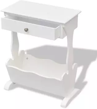 vidaXL Melrose Zeitungsst&auml;nder & Beistelltisch, Wei&szlig; (242440)