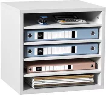 VEVOR Schreibtisch Organizer Briefablage A4 5 F&auml;cher stapelbar wei&szlig; (355x305x330mm)