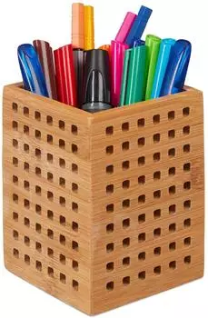 Relaxdays Stiftk&ouml;cher Schreibtisch-Organizer Bambus 4er-Set (10043944_0)