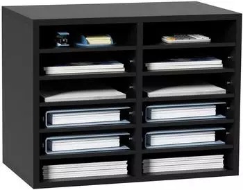 VEVOR Schreibtisch Organizer A4 stapelbar 2&times;6 F&auml;cher schwarz (KL-FC04)