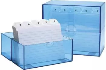 Wedo Karteibox A6 mit Karten und Register transluzent blau (250 6303)