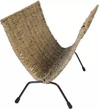 Homestyle4u Zeitungsst&auml;nder Seegras geflochten, Metall schwarz, 37x33x22cm (1830)