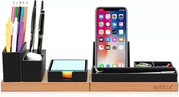 Cofi Schreibtisch-Organizer Holz verstellbar 6 F&auml;cher magnetisch (UK-DESK-ORGANIZER-BLACK)