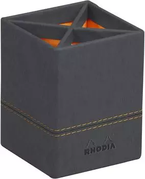 Rhodia Stifteköcher Kunstleder, 4 Fächer, titan (194525C)