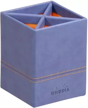 Rhodia Rhodiarama Stifteköcher Kunstleder saphirblau mit orangen Nähten (318818C)