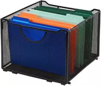 Relaxdays Hängeregister Box 26x39x34cm, Stahl, stapelbar, schwarz (10053378_46)