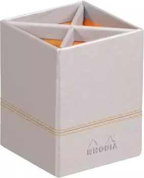 Rhodia Rhodiarama Stiftek&ouml;cher Kunstleder, silber, 8x8x11cm (318811C)