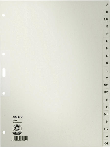 Leitz Register A-Z A4 20teilig Papier grau (43000085)