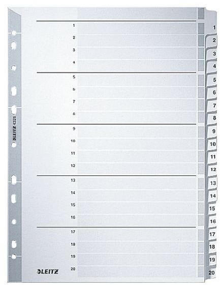 Leitz Register A4 1-20 volle Höhe 160g Karton grau (43260000)