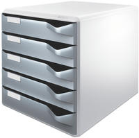 LEITZ 5280-00-89, Leitz Schubladenbox Post-Set, 5 Sch&uuml;be, lichtgrau/dunkelgrau
