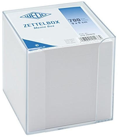 Wedo Zettelbox 9x9cm transparent/weiß
