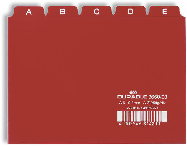 DURABLE Karteikartenregister A-Z rot Satz (366003)