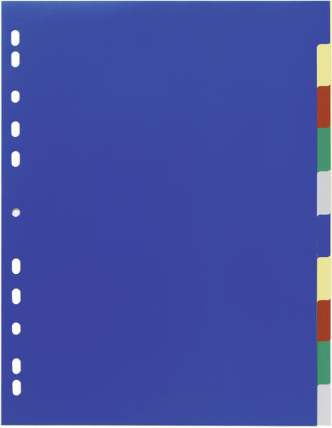 DURABLE Register DIN A4 Vollformat Überbreite blanko farbsortiert 10-teilig Satz (674727)