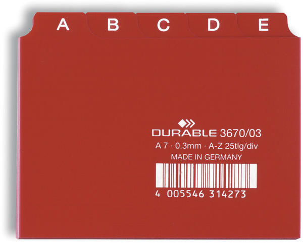 DURABLE 367003 Leitregister A - Z A7 quer 1-Stk. rot