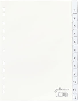 DURABLE 641002 Blanko-Register aus PP A4 hoch volldeckend 1-12 beziehungsweise Januar-Dezember weiß